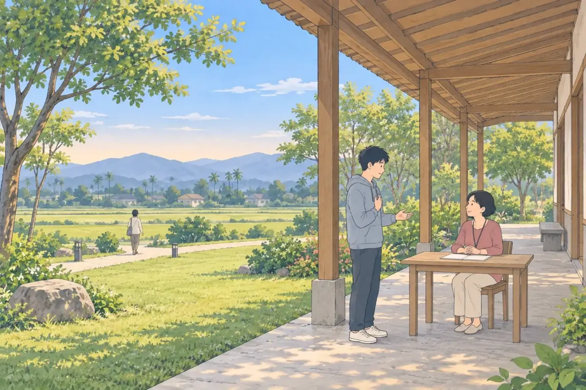 課程中一位學員來到管理人員的桌前,平靜地說明自己的狀況